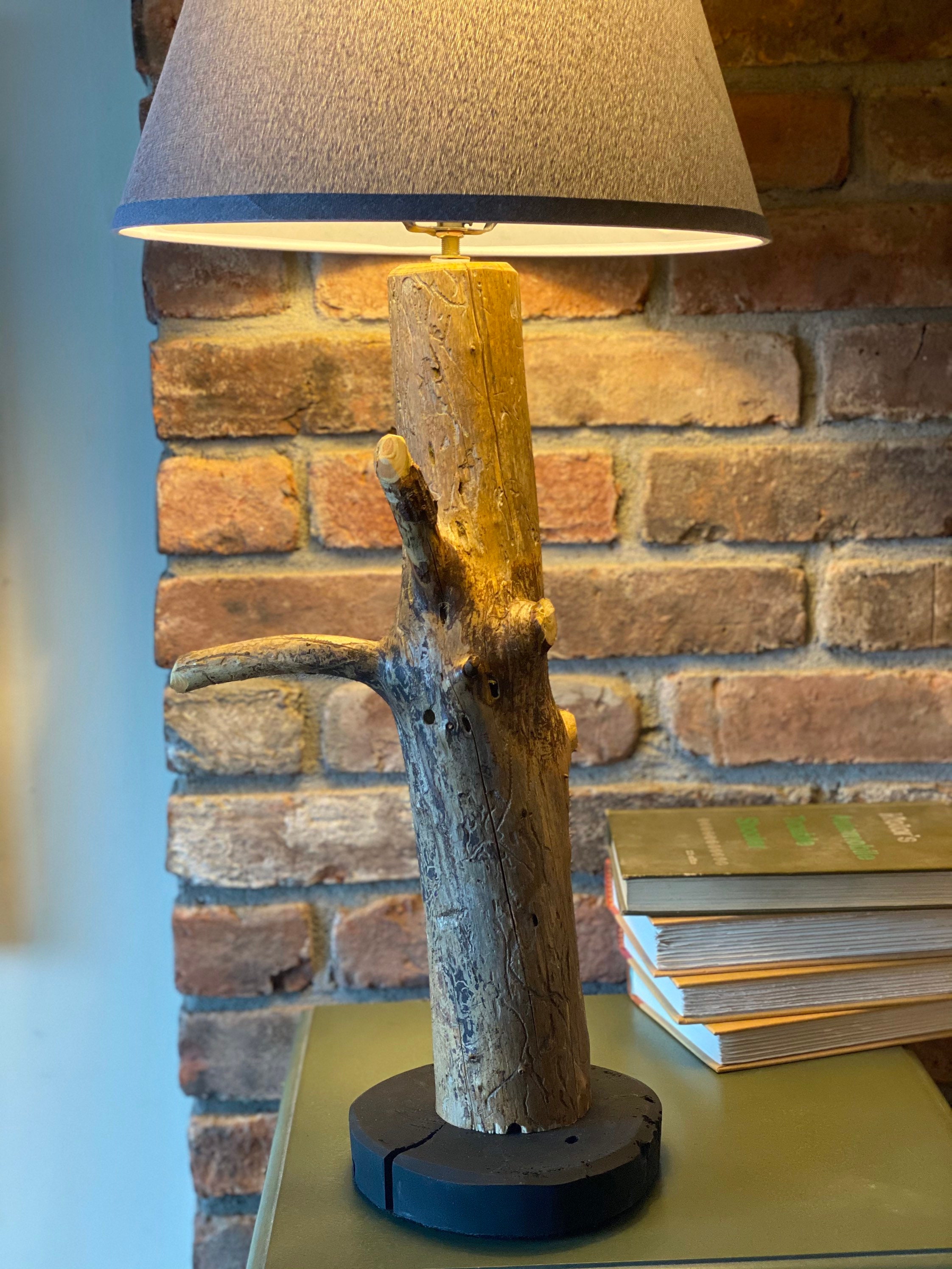 Rustic Natural Wood Table Lamp | Etsy