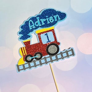 Train birthday cake topper glitter cake topper Any number and name