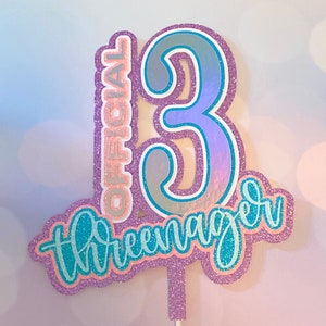 Official Threenager cake topper 3nager 3rd birthday cake topper third birthday cake topper Can be personalized with name