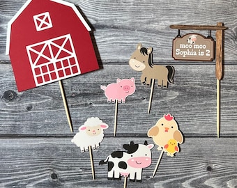 Farm cake topper set farm birthday barn cake topper set Farm Scene cake topper set