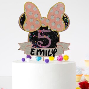 Minnie birthday Shaker cake topper Any Number Glitter Birthday cake topper Shaker cake topper