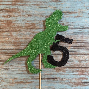 Dinosaur Birthday cake topper - glitter cardstock- Any number and color