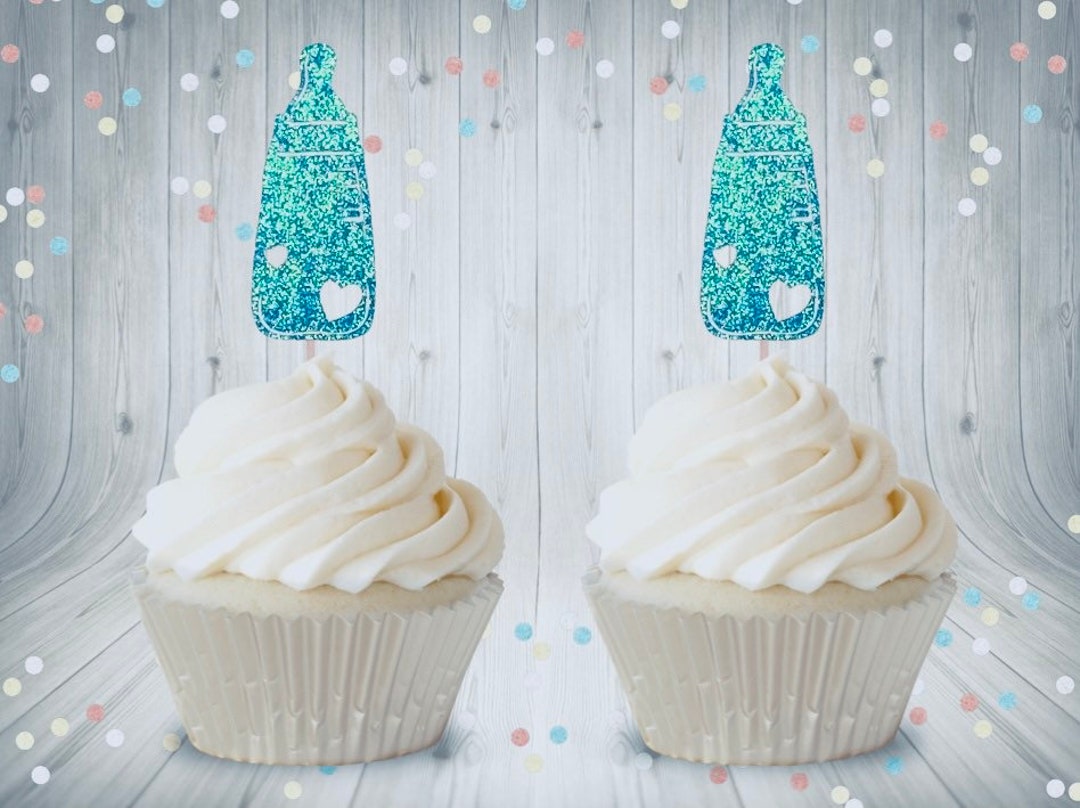 Baby Bottle Cupcake Toppers Glitter Baby Shower Cupcake Toppers More ...
