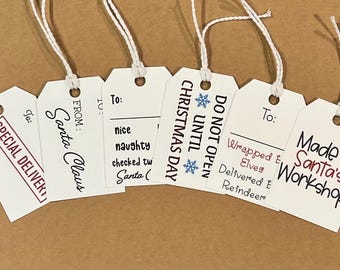 Printed  North Pole Delivery gift Tags. set of 6 Christmas gift tags. From Santa gift tags.  North Pole Mail Gift tag