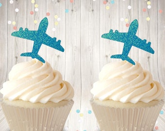 Airplane cupcake toppers glitter cupcake toppers More color choices