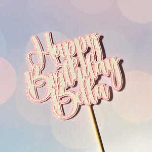 Personalized Happy Birthday Cake topper- more color options