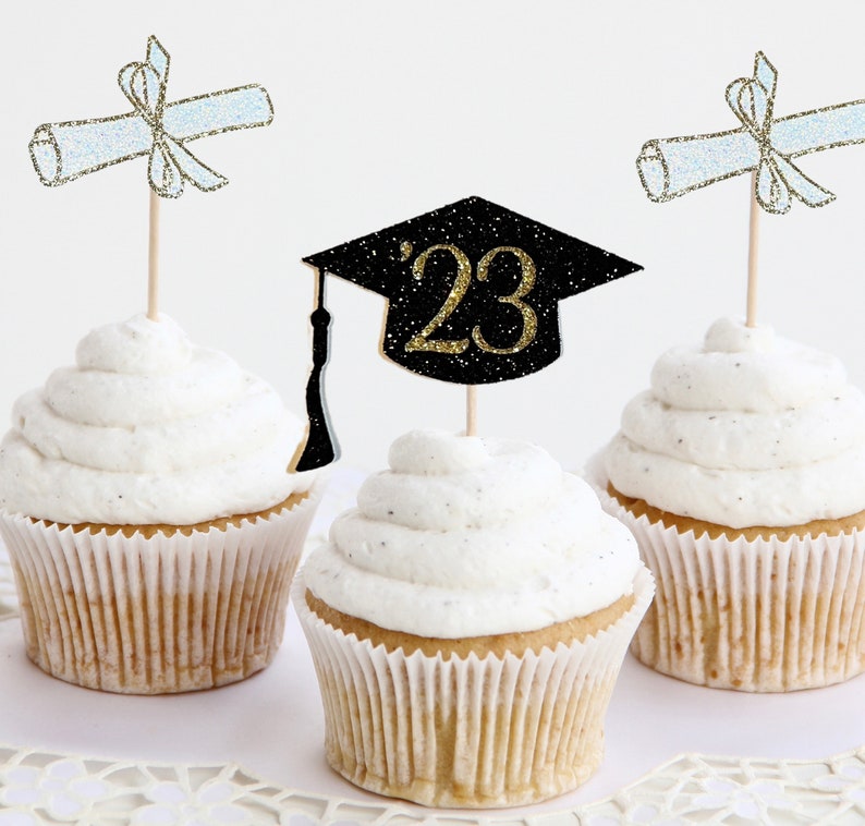 Graduation Cupcake Toppers Diploma Cupcake Toppers Etsy