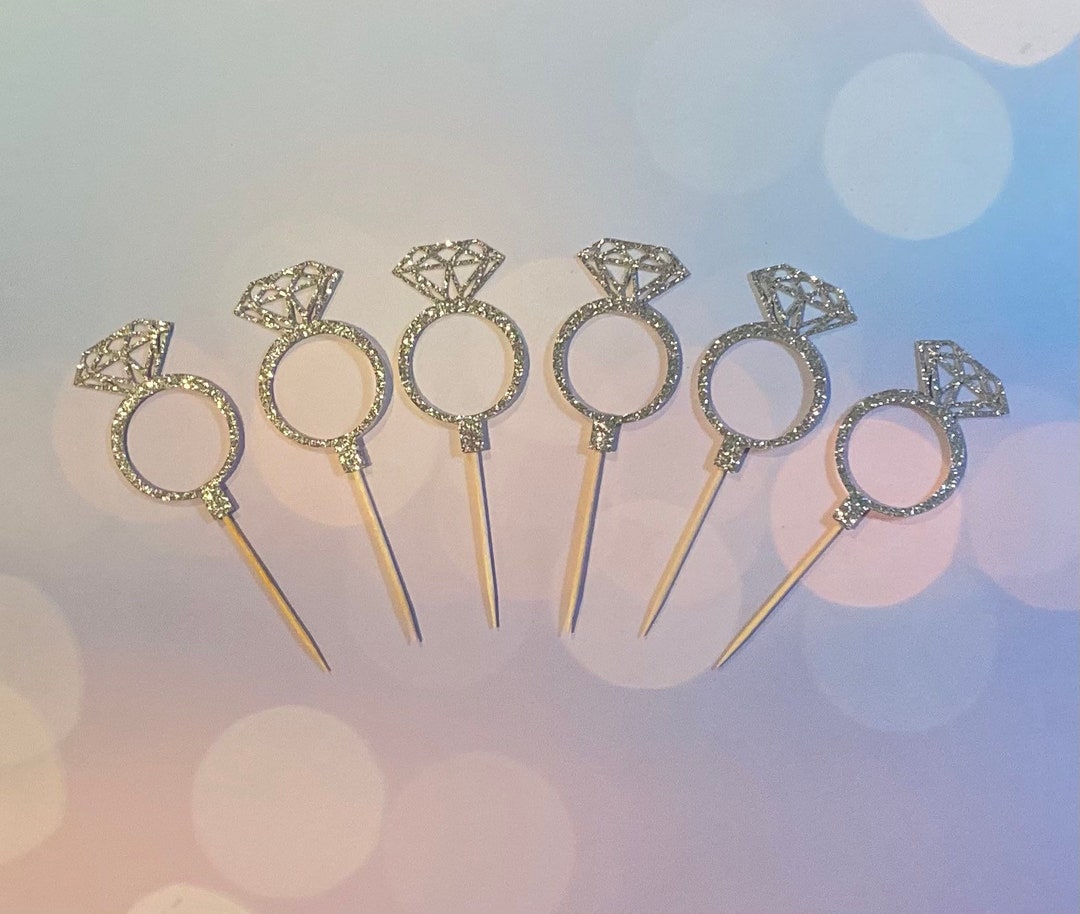 Engagement Ring Cupcake Toppers Glitter Diamond Ring Cupcake Toppers Etsy