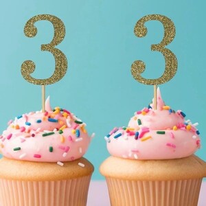 Number 3 cupcake toppers 3rd birthday cupcake toppers -More color choices-