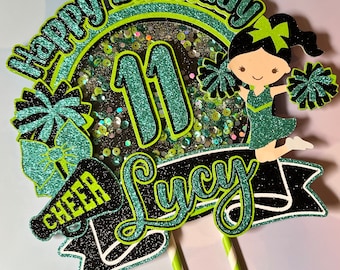 Customized cheer Glitter Birthday shaker cake topper cheerleader cake topper More Colors Any name and number. Customizable Cheer Girl