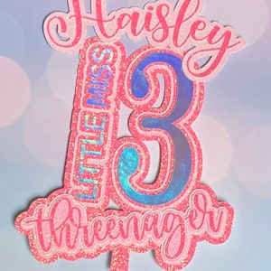 Little Miss Threenager cake topper 3nager 3rd birthday cake topper third birthday cake topper Persoanlized