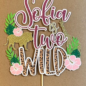 Personalized TWO Wild Cake topper Jungle theme cake topper Safari theme birthday- more color choices