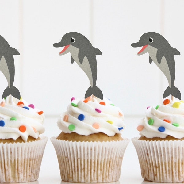 Dolphin cupcake toppers-  under the sea cupcake toppers