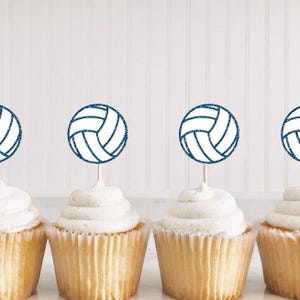 Volleyball cupcake toppers volleyball birthday volleyball cupcake topper volleyball party Sports cupcake toppers