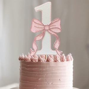 Coquette bow 1st birthday cake topper Pink bow cake topper 1st birthday smash cake topper 1 bow cake topper First birthday bow cake topper