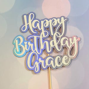 Personalized Happy Birthday Cake topper- more color options
