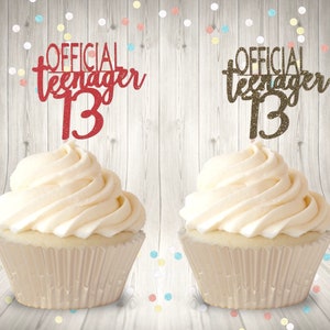 Official teenager 13 birthday cupcake toppers