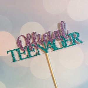 Official teenager Cake topper, Glitter cardstock 13th Birthday cake topper