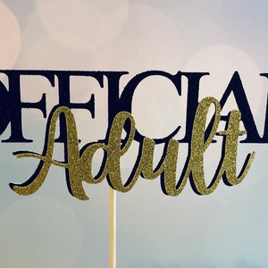 Official Adult Cake topper, Glitter cardstock 18th Birthday cake topper