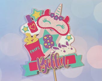 Sleepover cake topper, slumber party cake topper. Sleepover birthday