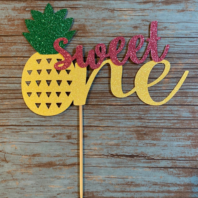 First Birthday pineapple cake topper sweet one 1st Birthday tropical theme image 2