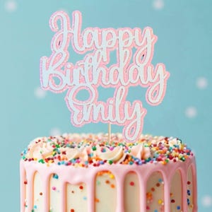 Personalized Happy Birthday Cake topper- more color options