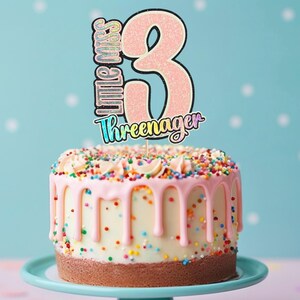 Little Miss Threenager cake topper 3nager 3rd birthday cake topper third birthday cake topper Persoanlized. With or without a name