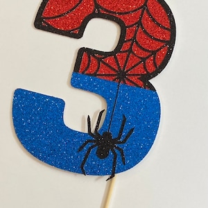 Personalized Spider Birthday cake topper. Glitter cardstock Any Number  cake topper