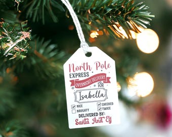 Printed Personalized  North Pole Delivery gift Tags. Christmas gift tags. From Santa gift tags.  North Pole Mail Gift tag