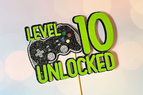 Video game Birthday cake topper -w/ or w/o name- Customizable - Gamer party cake topper Any number Level unlocked- More Color Choices