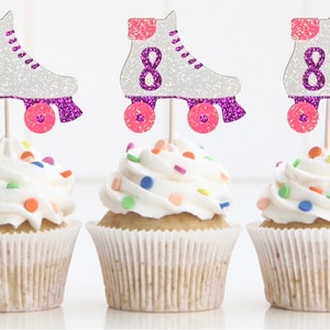 Roller Skate cupcake toppers Retro cupcake toppers roller skate party Any number more color choices image 1