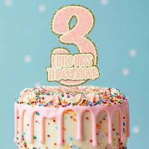 Little Miss Threenager cake topper 3nager 3rd birthday cake topper third birthday cake topper Persoanlized