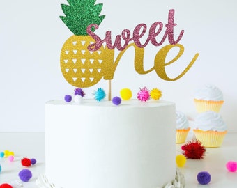 First  Birthday pineapple cake topper -sweet ONE- 1st Birthday tropical theme