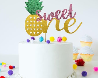 First  Birthday pineapple cake topper sweet one 1st Birthday tropical theme