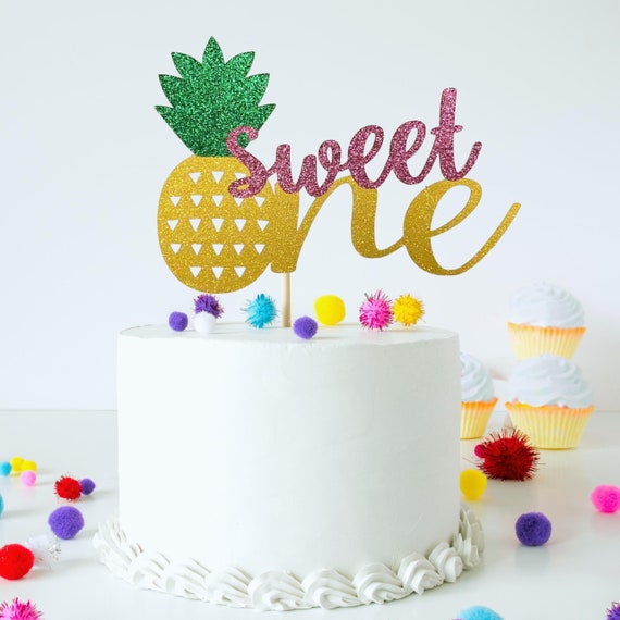 First  Birthday pineapple cake topper sweet one 1st Birthday tropical theme