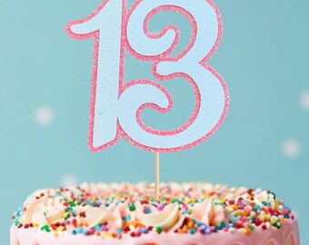 Birthday Number 13 cake topper - more colors. 13 Cake topper teenager cake topper 13th birthday cake topper. Official teenager cake topper