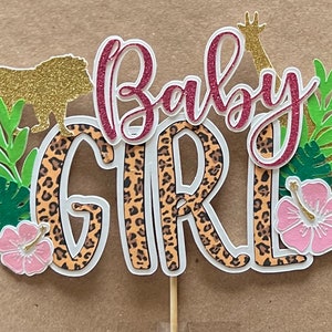 Baby Girl Safari cake topper  Safari Baby shower cake tooper