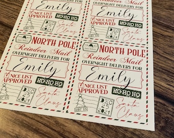 Personalized North Pole Christmas gift labels Santa Labels