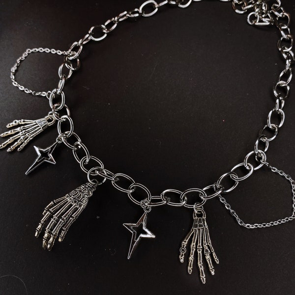 Skeleton Hand Chain Necklace, Gothic Chain, Gothic Handmade Jewelry