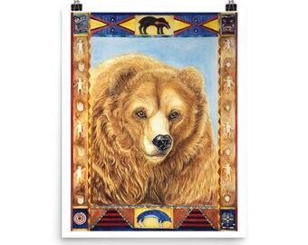 Great Bear Watercolor Art Print, Unframed Grizzly Bear Painting, Wildlife Art, Bear Wall Art Print