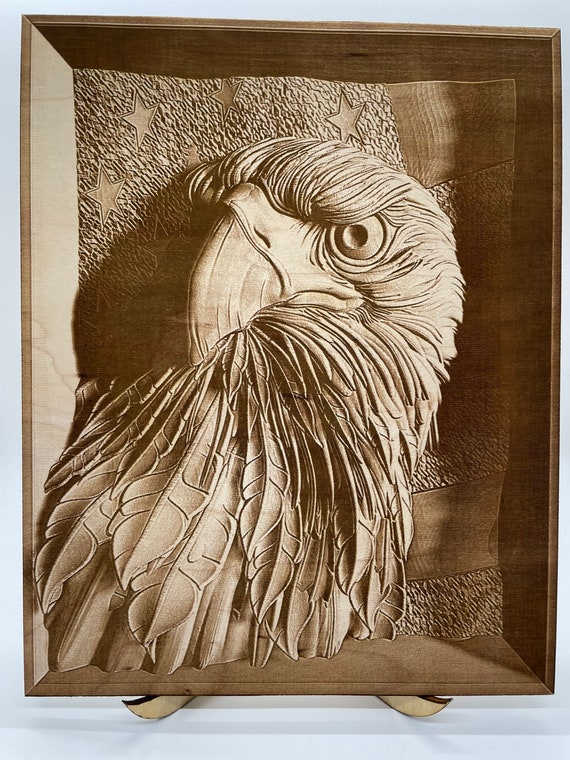 American Eagle - Wood Engraving - Wall Art