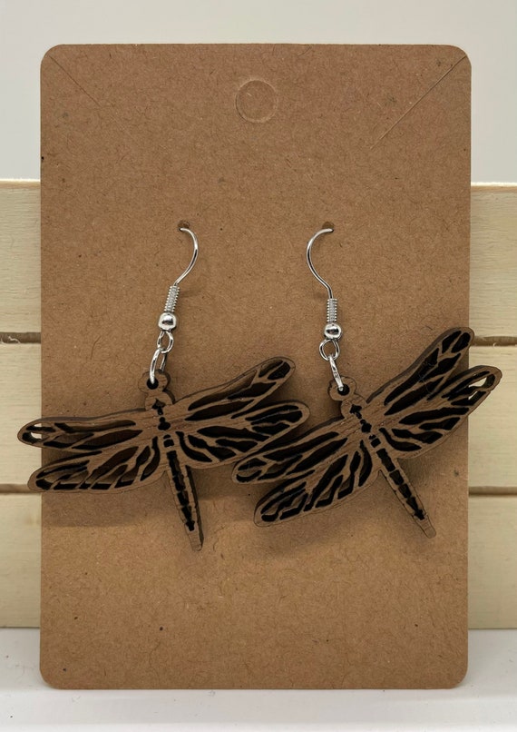 Dragonfly Earrings - Jewelry - Wood - Laser Cut