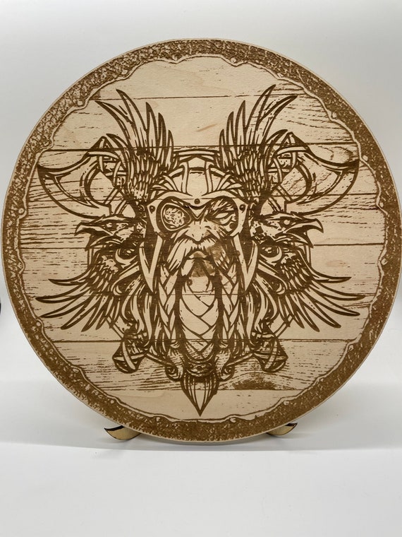 Odin Shield - Wood Engraving - Wall Art
