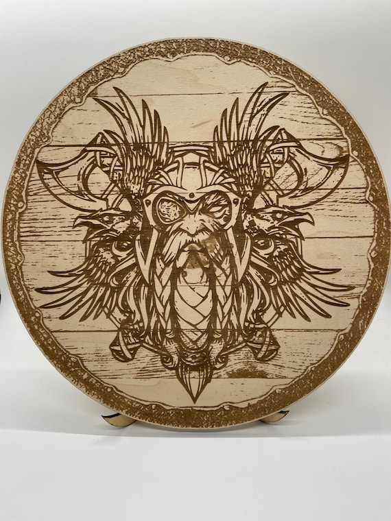 Odin Shield - Wood Engraving - Wall Art