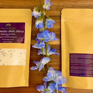 Luxury Bath Blend, Infused With Organic Coconut & Lavender Essential Oils, Great For Calming The Mind, 100g, 250g, 500g