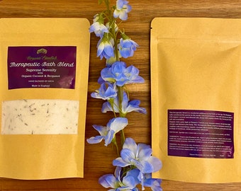 Luxury Bath Blend, Infused With Organic Coconut & Lavender Essential Oils, Great For Calming The Mind, 100g, 250g, 500g