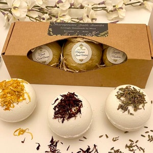 Luxury Organic Floral Bath Bombs, Handmade, Gift Set, Natural Essential Oils, Enriched with Organic Coconut Oils, Cocoa, Gift for Loved One image 4