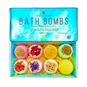 Luxury Organic Bath Bombs, Gift Set, Natural Essential Oils, Enriched with Organic Coconut Oil, Perfect Gift for Loved One