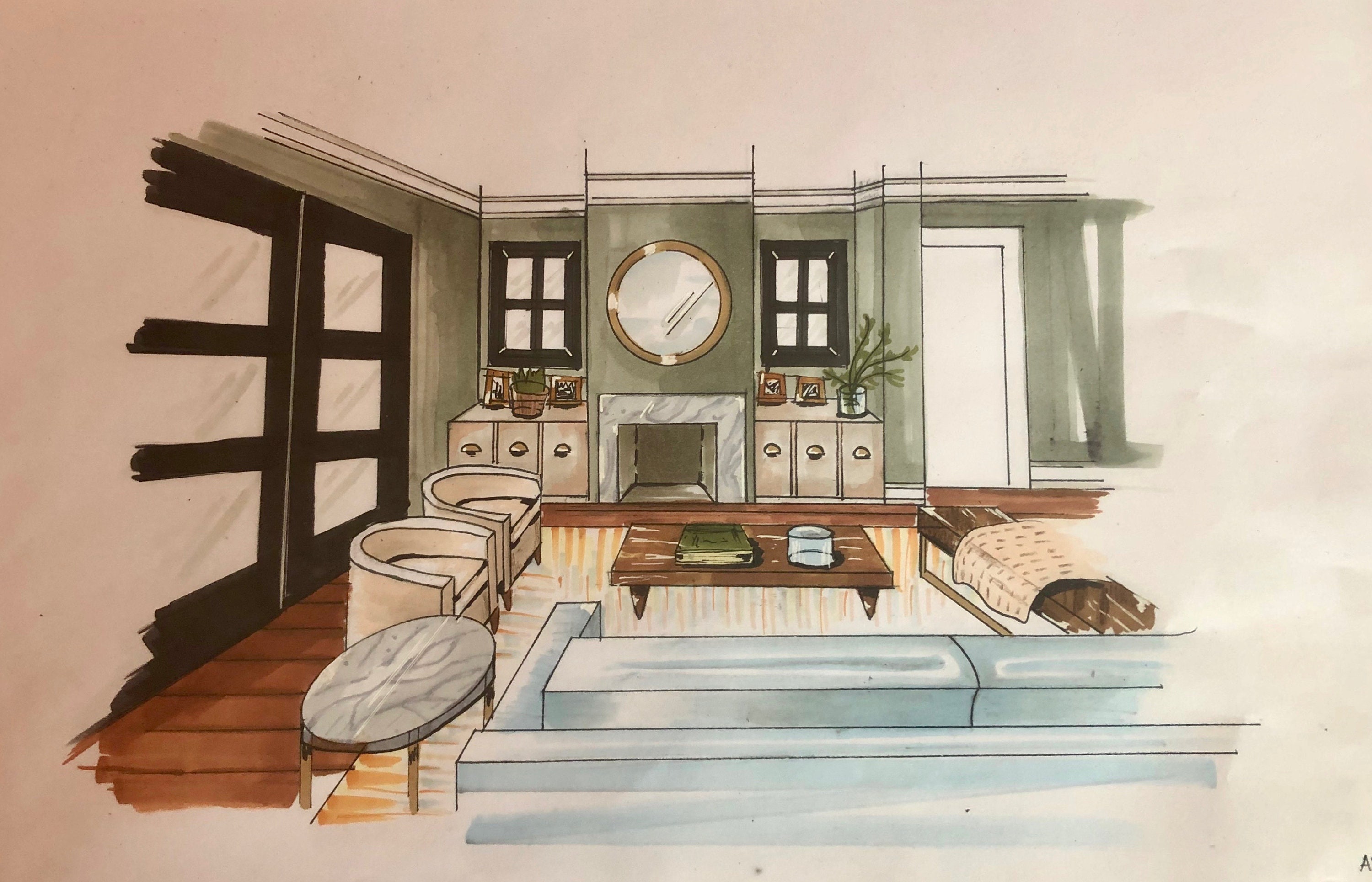 Custom Interior Drawing - Etsy
