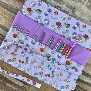 Yarn Print Crochet Hook Holder, Crochet Hook Case, Crochet Hook Organizer